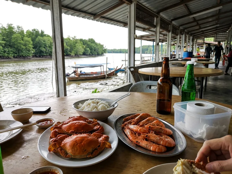 Seafood dinner set down at a Kuala Selangor riverside restaurant
